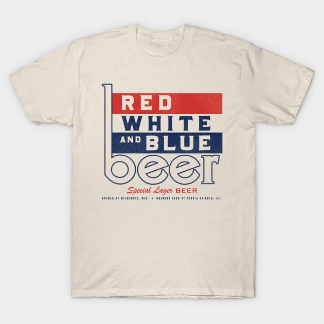 Red White & Blue Lager Defunct Lager Beer T-Shirt by darklordpug